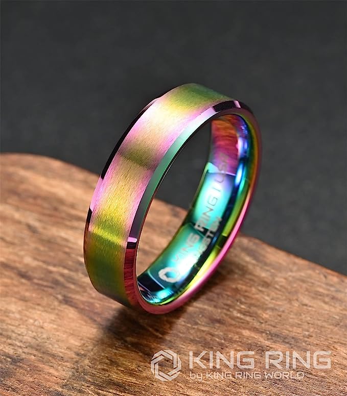 Genuine Carbide Tungsten Color: Multi 6mm RING Comfort Fit Wedding Band