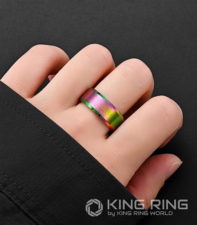 Genuine Carbide Tungsten Color: Multi 8mm RING Comfort Fit Wedding Band