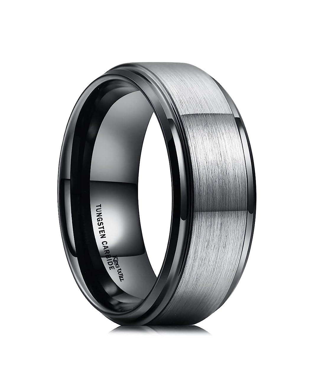 Genuine Carbide Tungsten Color: 8mm Black Brushed and Black Inner high polished inner-face design smooth and shiny. Comfort Fit Wedding Band Size 6-15