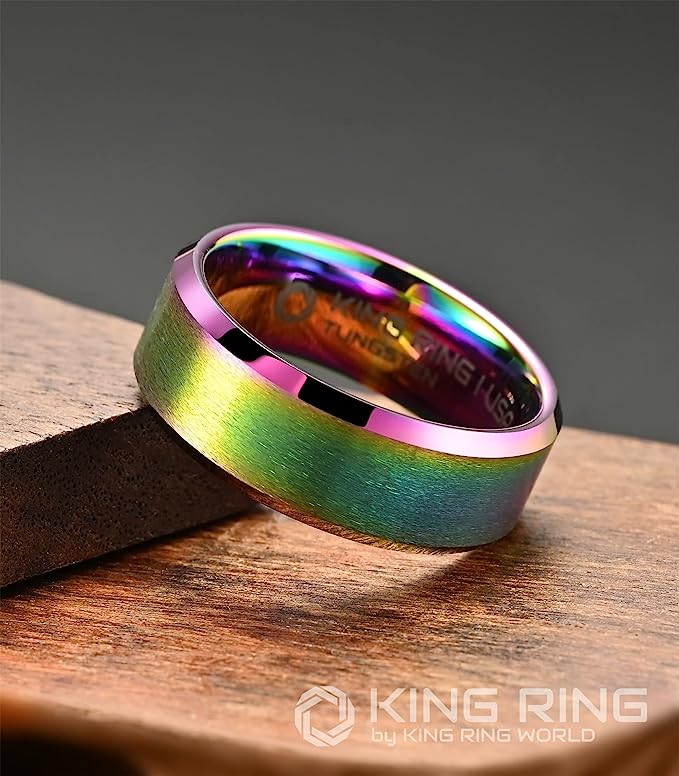 Genuine Carbide Tungsten Color: Multi 8mm RING Comfort Fit Wedding Band