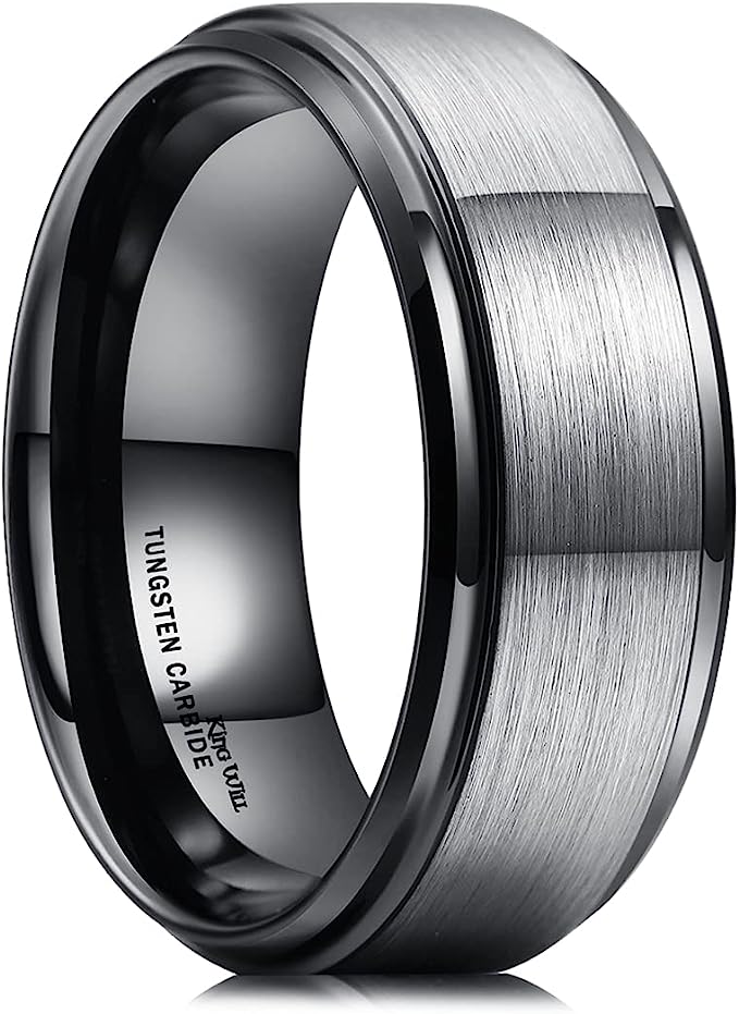 Genuine Carbide Tungsten Color: 8mm Black Brushed and Black Inner high polished inner-face design smooth and shiny. Comfort Fit Wedding Band Size 6-15