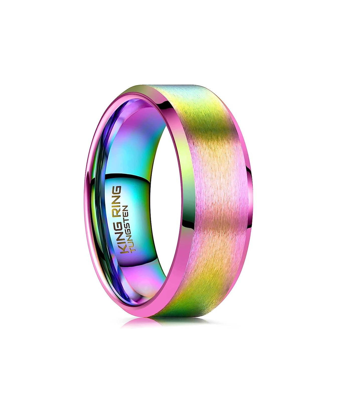 Genuine Carbide Tungsten Color: Multi 8mm RING Comfort Fit Wedding Band