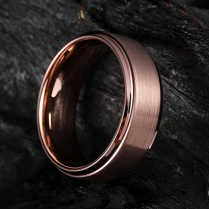 Genuine Carbide Tungsten Color: 10mm Brown Brushed and Brown Inner high polished inner-face design smooth and shiny. Comfort Fit Wedding Band Size 6-15