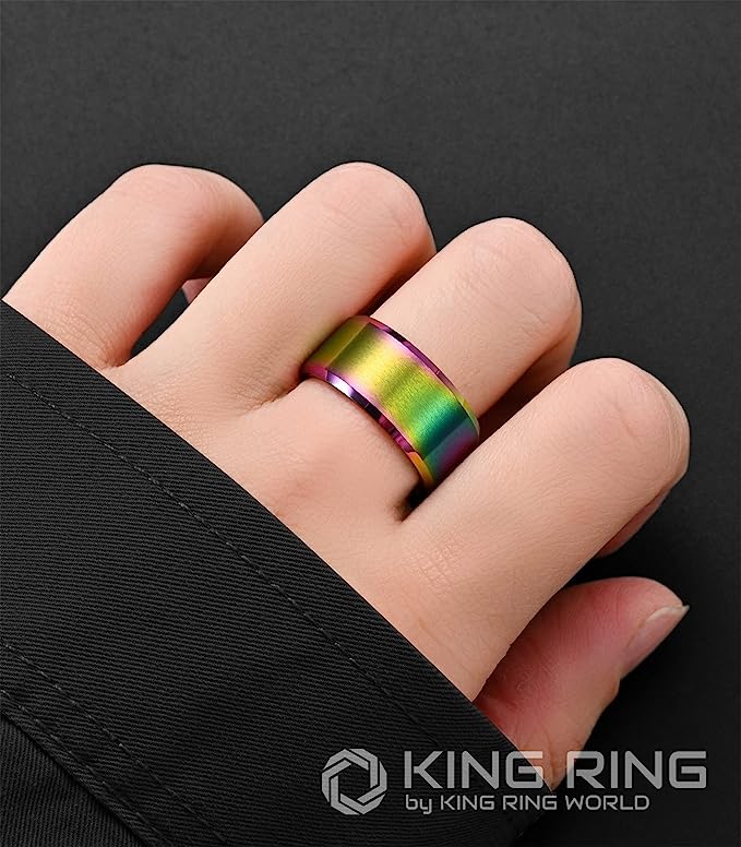 Genuine Carbide Tungsten Color: Multi 10mm Comfort Fit Wedding Band