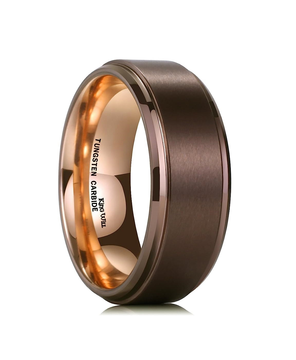 Genuine Carbide Tungsten Color: 10mm Brown Brushed and Brown Inner high polished inner-face design smooth and shiny. Comfort Fit Wedding Band Size 6-15