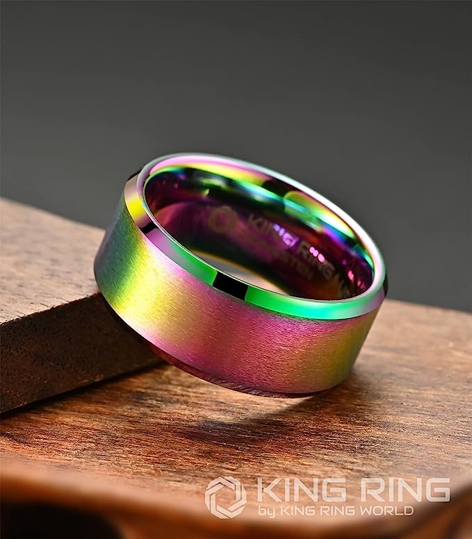 Genuine Carbide Tungsten Color: Multi 10mm Comfort Fit Wedding Band