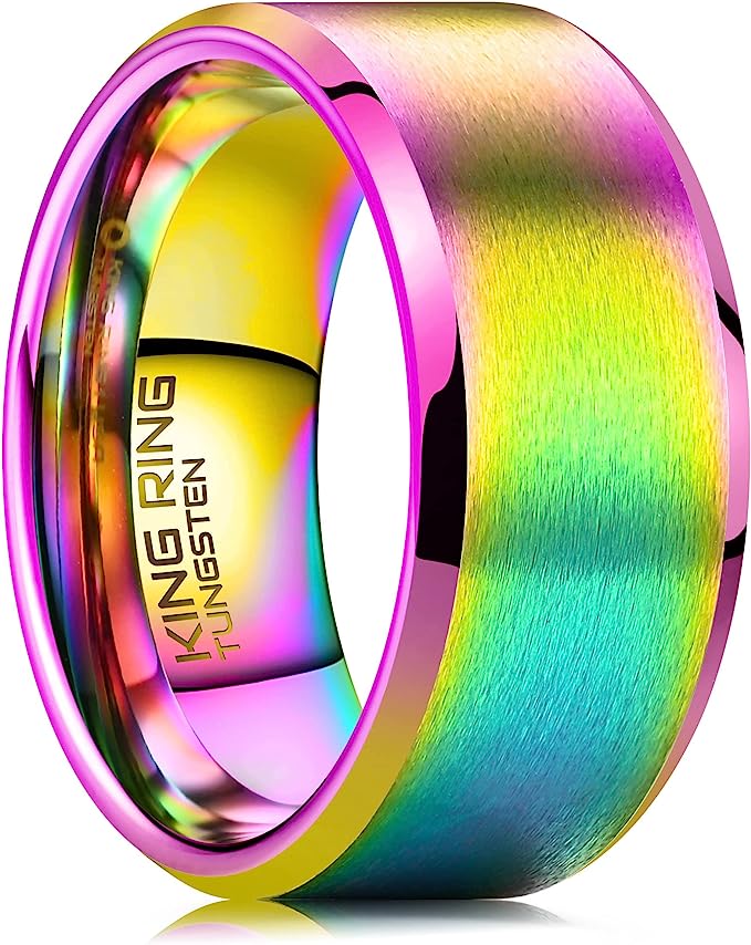 Genuine Carbide Tungsten Color: Multi 10mm Comfort Fit Wedding Band