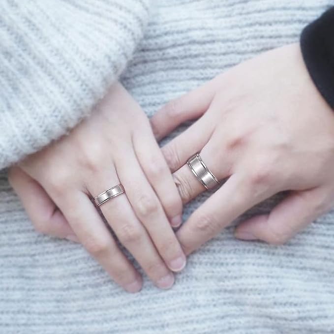 Genuine Titanium Silver Brushed 6mm Wide Stepped Beveled Edges  Ring Wedding Band High Polished Comfort Fit.