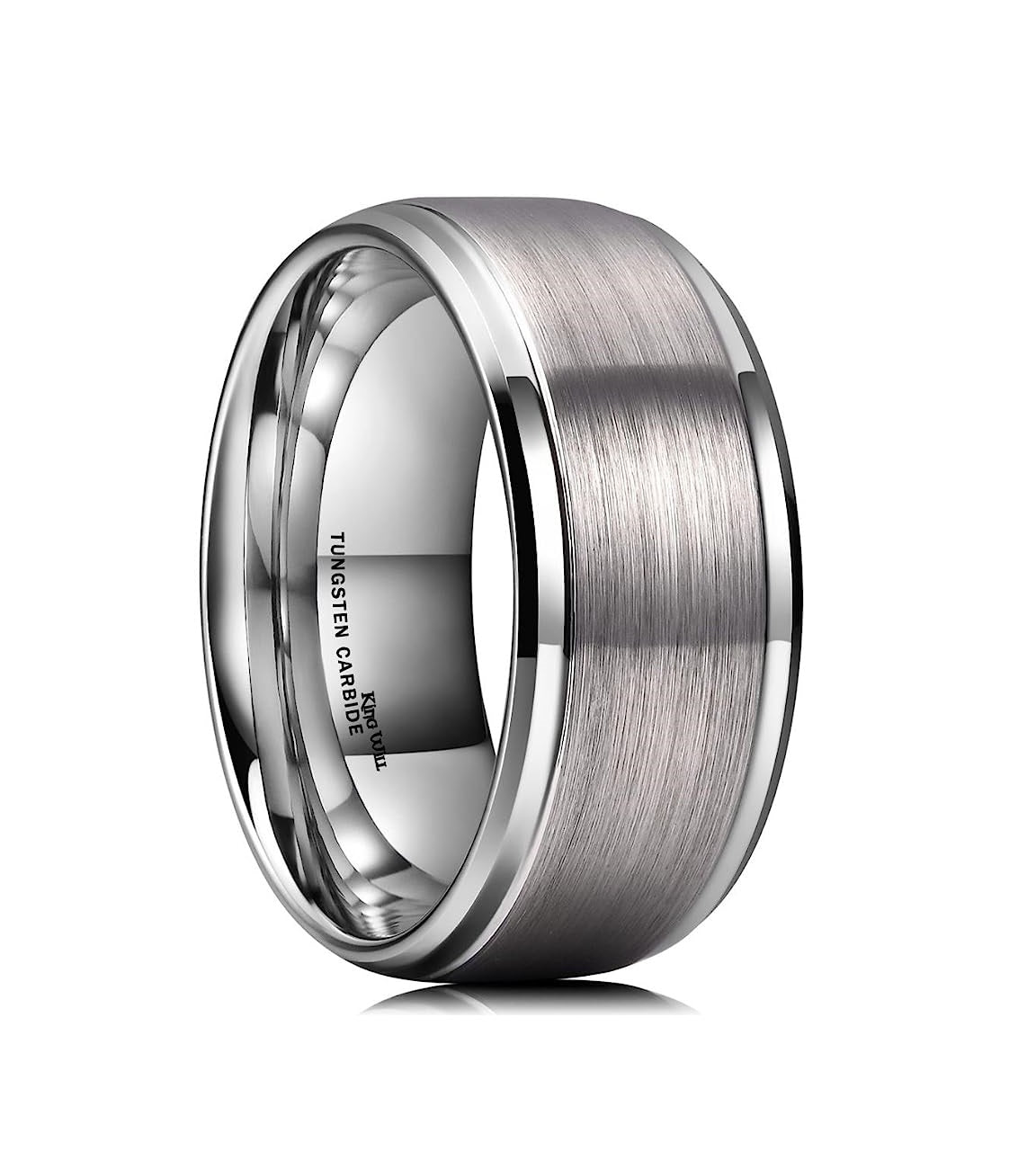 Genuine Carbide Tungsten Color: 10mm Silver Brushed Silver Inner high polished inner-face design smooth and shiny. Comfort Fit Wedding Band Size 6-15