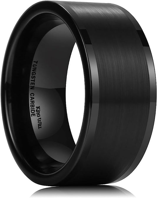 Genuine Carbide Tungsten Color: 10mm Black Brushed Black Inner high polished inner-face design smooth and shiny. Comfort Fit Wedding Band Size 6-1