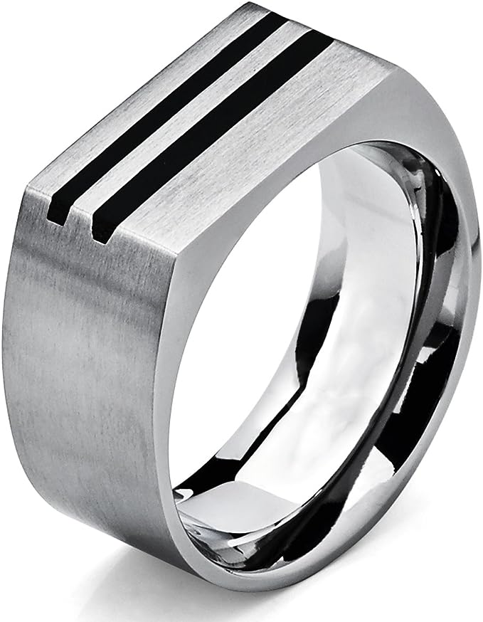 Genuine Titanium Silver 10mm Wide Ring Brushed  High Polished Comfort Fit.