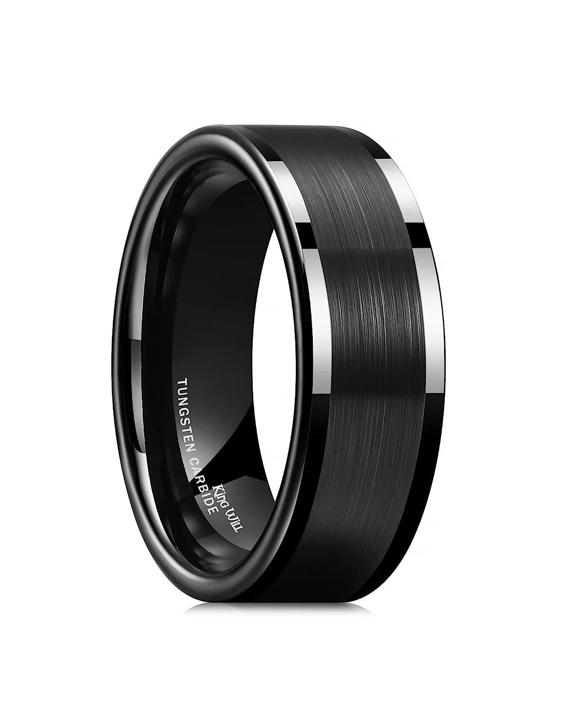 Genuine Carbide Tungsten Color: 8mm Black Brushed and Inner black high polished inner-face design smooth and shiny. Comfort Fit Wedding Band Size 6-15