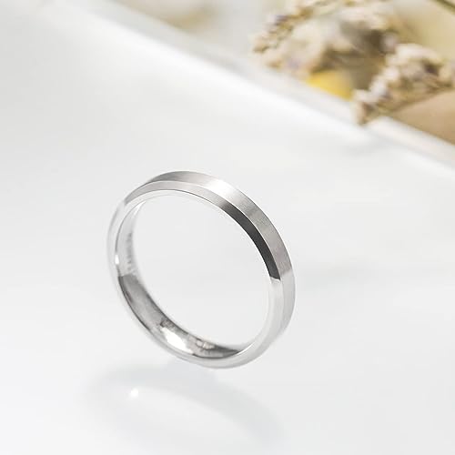 Genuine Titanium Silver Brushed 4mm Wide Ring Wedding Band High Polished Comfort Fit.