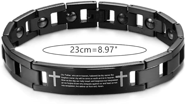 ONE: Premium Cross Bracelet  Lords Prayer Cross Bracelet for Men Women English Bible Verse Link Bracelets