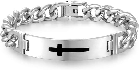 ONE: Premium Cross Bracelet  Lords Prayer Cross Bracelet for Men Women English Bible Verse Link Bracelets