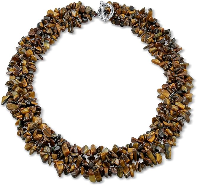 ONE: Premium This gorgeous 18 inch gemstone bib necklace is layers of tiger eye.