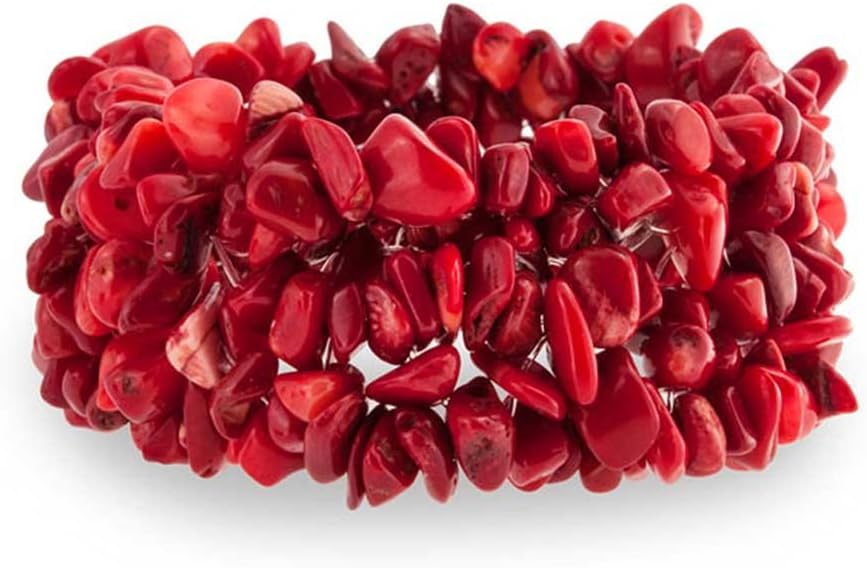 ONE: Premium Gorgeous chunky stretch bracelet red coral  dyed red coral.