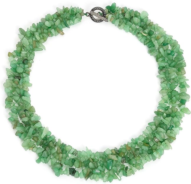 ONE: Premium This gorgeous 18 inch gemstone bib necklace is layers of simulated Green Aventurine