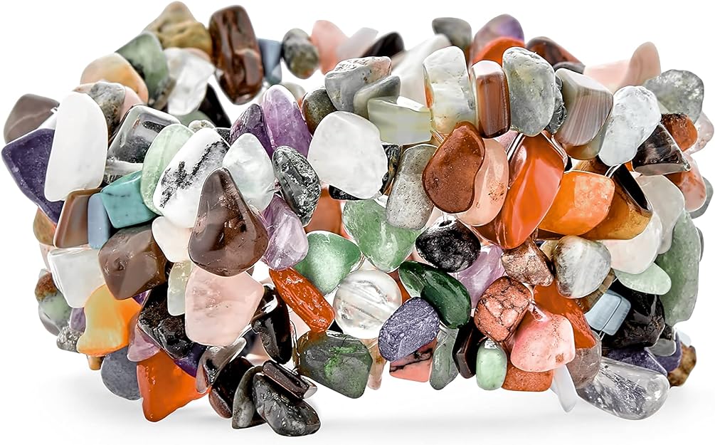 ONE: Premium Gorgeous chunky stretch bracelet Quartz, Amethyst, Amazonite, Unakite, Carnelian