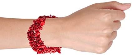 ONE: Premium Gorgeous chunky stretch bracelet red coral  dyed red coral.