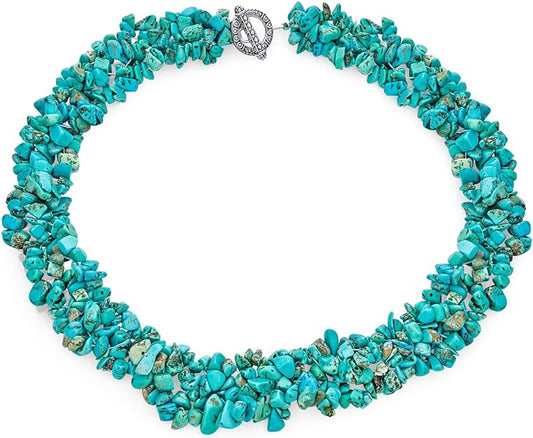 ONE: Premium This gorgeous 18 inch gemstone bib necklace is layers of stabilized turquoise