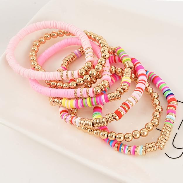 ONE: Premium Handmade New Pink Set 7pcs Bracelet's for Women