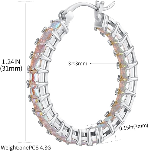 ONE: 925 Sterling Silver Post Hoop Earrings 14K Gold Plated Jewelry CZ