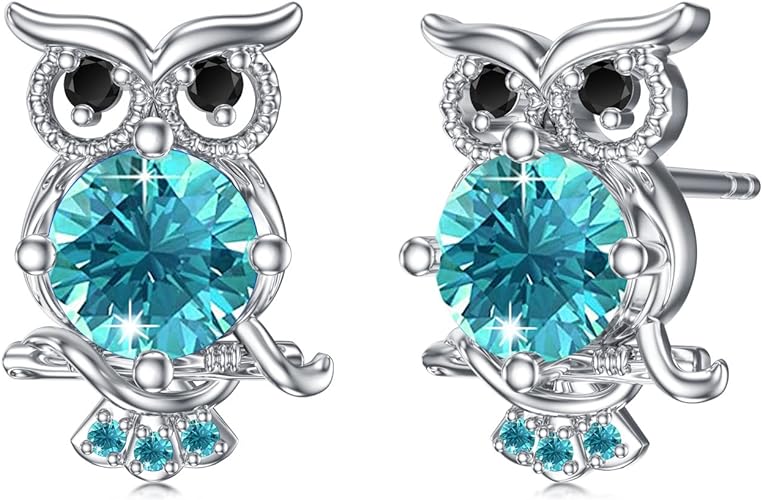 ONE PAIR:  Hoop Earrings Genuine 925 Sterling Silver OWL STUD