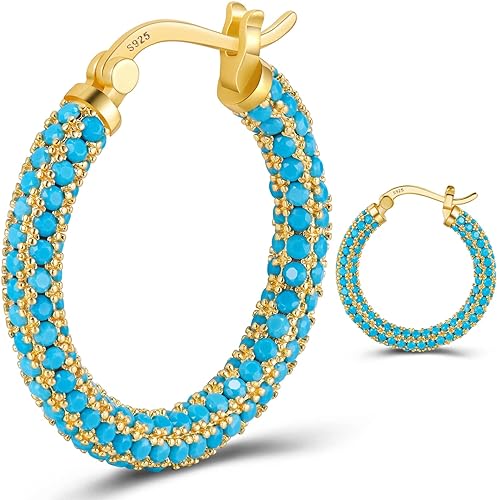 ONE: 925 Sterling Silver Post Hoop Earrings 14K Gold Plated Jewelry