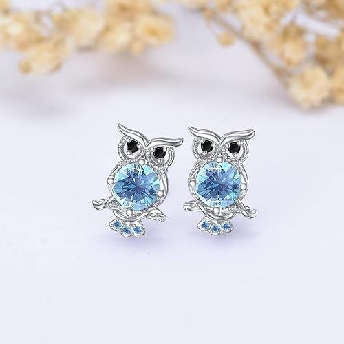 ONE PAIR:  Hoop Earrings Genuine 925 Sterling Silver OWL STUD