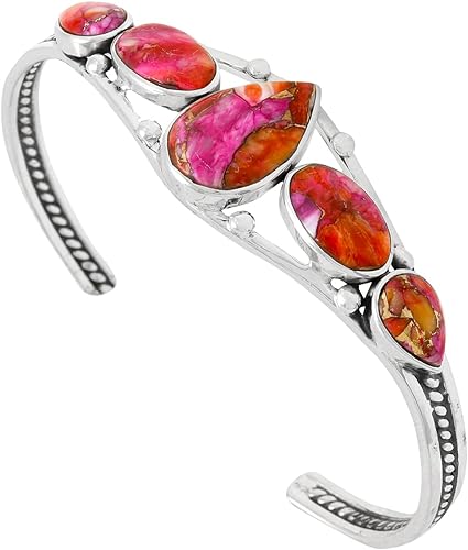 ONE :💎Color: Handmade Plum Spiny Bracelet Sterling Silver 925 Genuine Cuff Bracelet