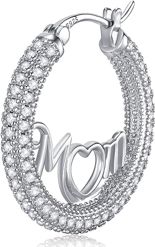 ONE: 925 Sterling Silver Post Hoop Earrings 14K Gold Plated Jewelry CZ