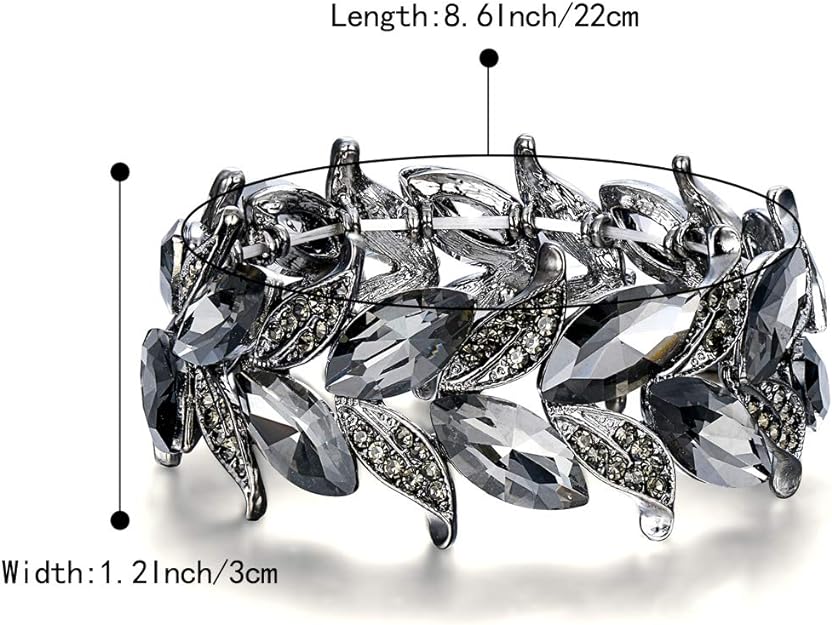 0NE: Premium Gorgeous Jewelry Elegant Crystal Marquise-Shape Leaf Stretch Bangle Bracelet