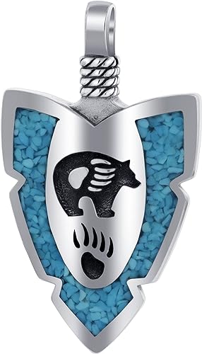 ONE: Santa Fe Arrowhead Turquoise Gemstone Bear Claw Southwestern Style 925 Sterling Silver Pendant