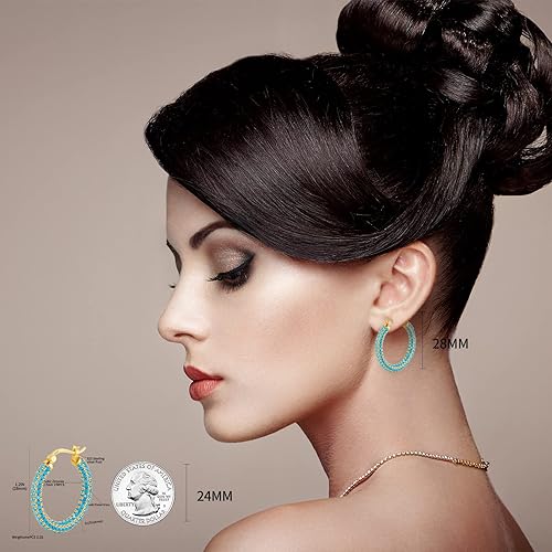 ONE: 925 Sterling Silver Post Hoop Earrings 14K Gold Plated Jewelry