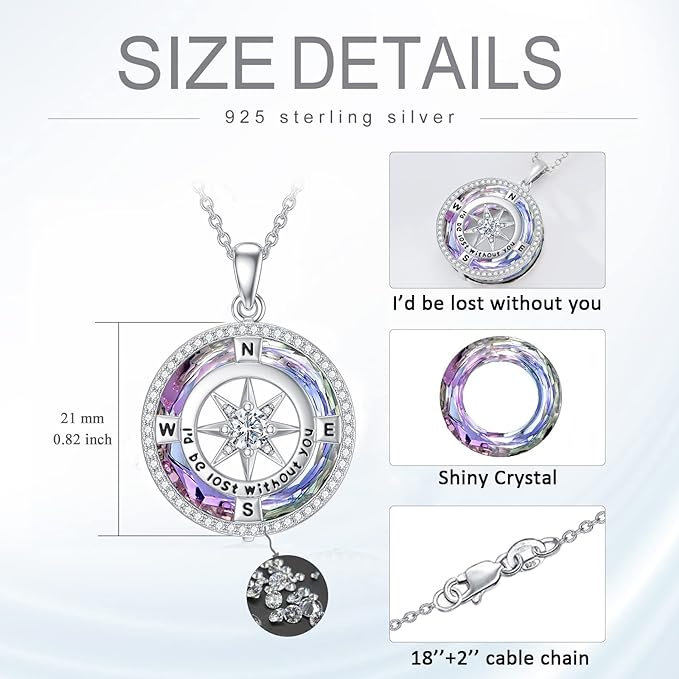 ONE: The Compass Purple Vitrail Light Pendant Necklace Jewelry