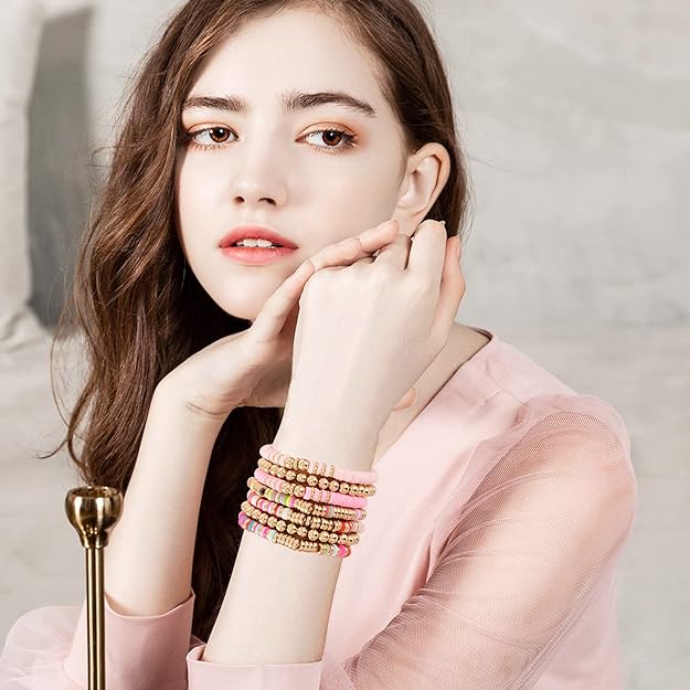 ONE: Premium Handmade New Pink Set 7pcs Bracelet's for Women