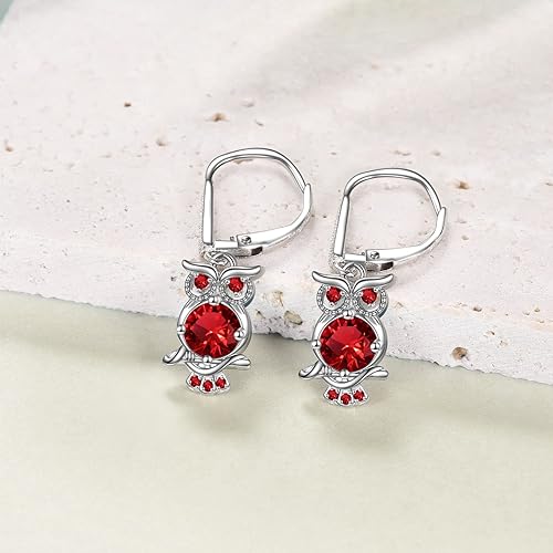 ONE PAIR:  Hoop Earrings Genuine 925 Sterling Silver OWL STUD