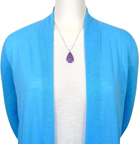 ONE :💎Genuine Purple Turquoise Pendant Necklace 925 Sterling Silver (Solid) & with 20" Chain