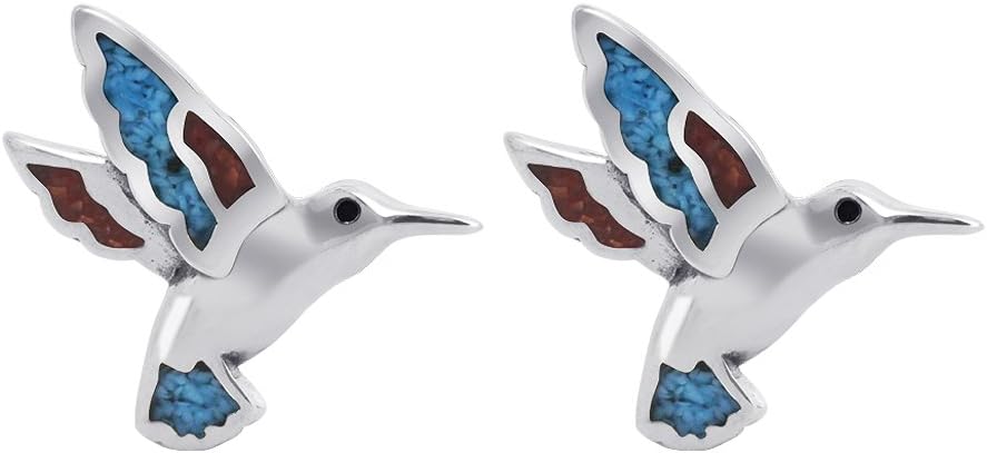 ONE PAIR: Santa Fe Turquoise authentic Native American Turquoise Earrings Gemstone Southwestern Style 925 Sterling Silver