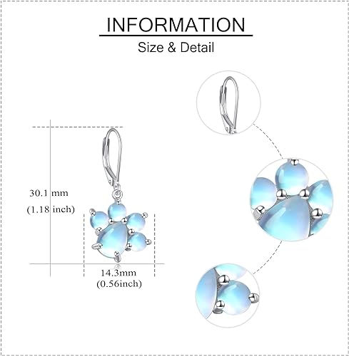 ONE PAIR:  Hoop Earrings Genuine 925 Sterling Silver Style: Lever back Paw Earrings