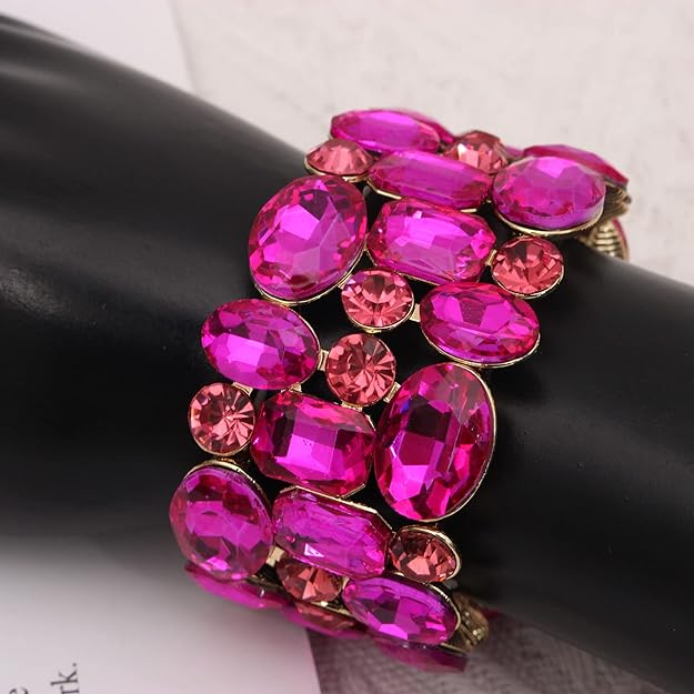 ONE: Premium Gorgeous Jewelry Elegant Crystal Leaf Flower Stretch Bangle Bracelet