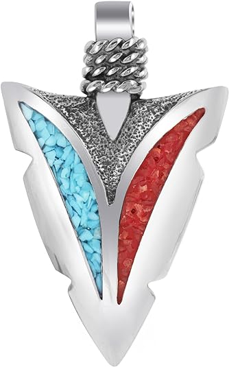 Santa Fe Arrowhead Turquoise Gemstone Southwestern Style 925 Sterling Silver Pendant