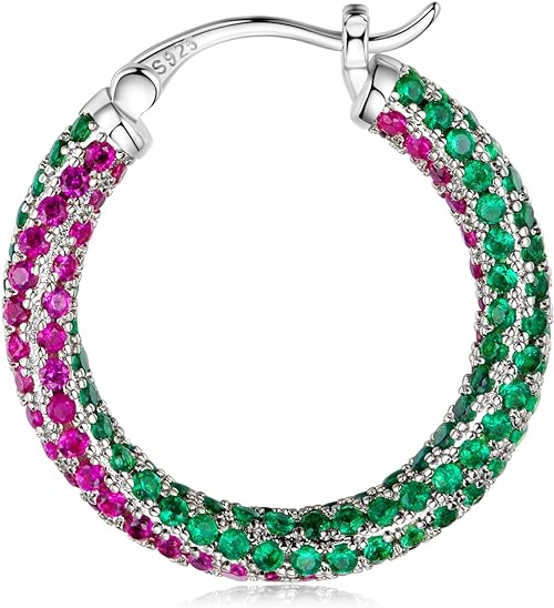 ONE:  ONE: 925 Sterling Silver Post Hoop Earrings 14K Gold Plated Jewelry CZ