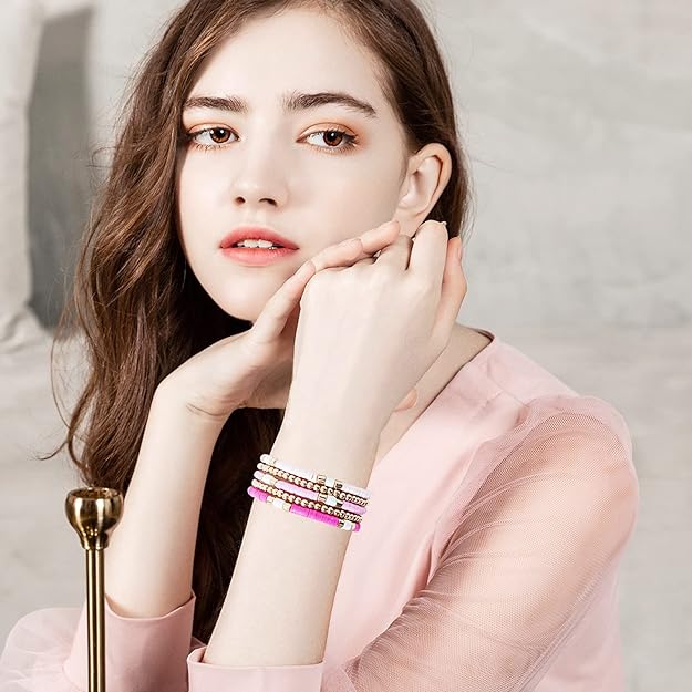 ONE: Premium Handmade New Lite Pink Set 5pcs Bracelet's for Women