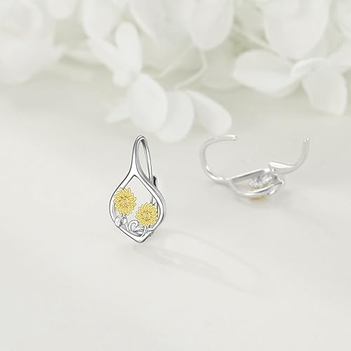 ONE PAIR:  Hoop Earrings Genuine 925 Sterling Silver Style: Lever Back Earrings STUD