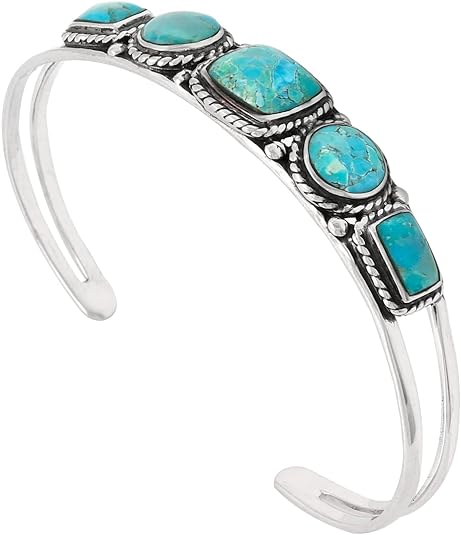 ONE :💎Color: Handmade Genuine Color Turquoise and 925 Sterling Silver (Solid) Cuff Bracelet