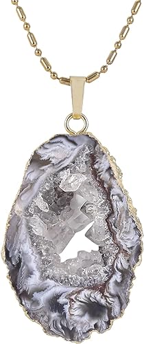 ONE: Handmade Healing Crystal Pendant Necklace, Natural Energy Stone Natural Agate