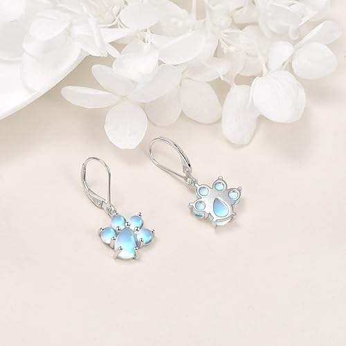 ONE PAIR:  Hoop Earrings Genuine 925 Sterling Silver Style: Lever back Paw Earrings