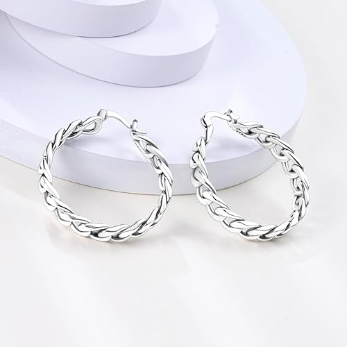 ONE: 925 Sterling Silver Hoop Earrings 14K Gold Plated Jewelry CZ